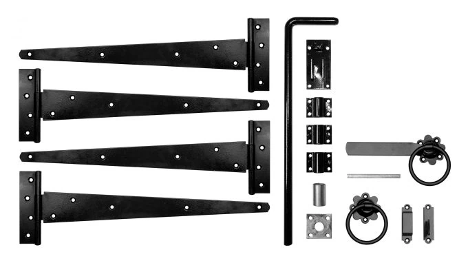 Timber Gate Double Fittings - T-Hinge + Latch - 18"
