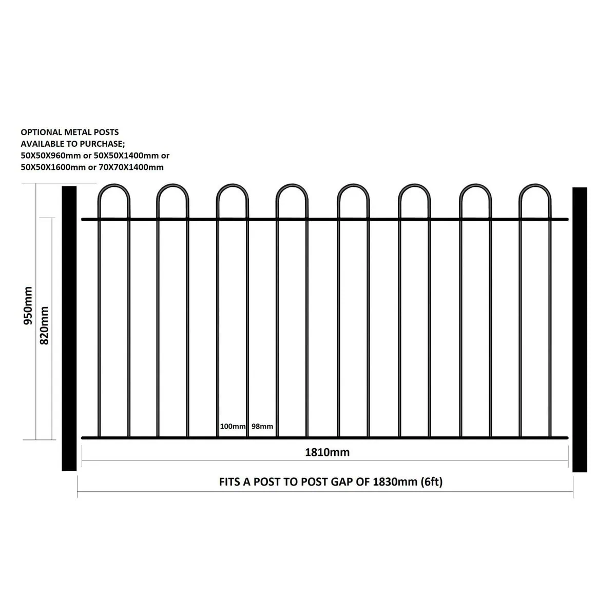 Court Hoop Top Fence - 950mm (37.4") High - Image 3