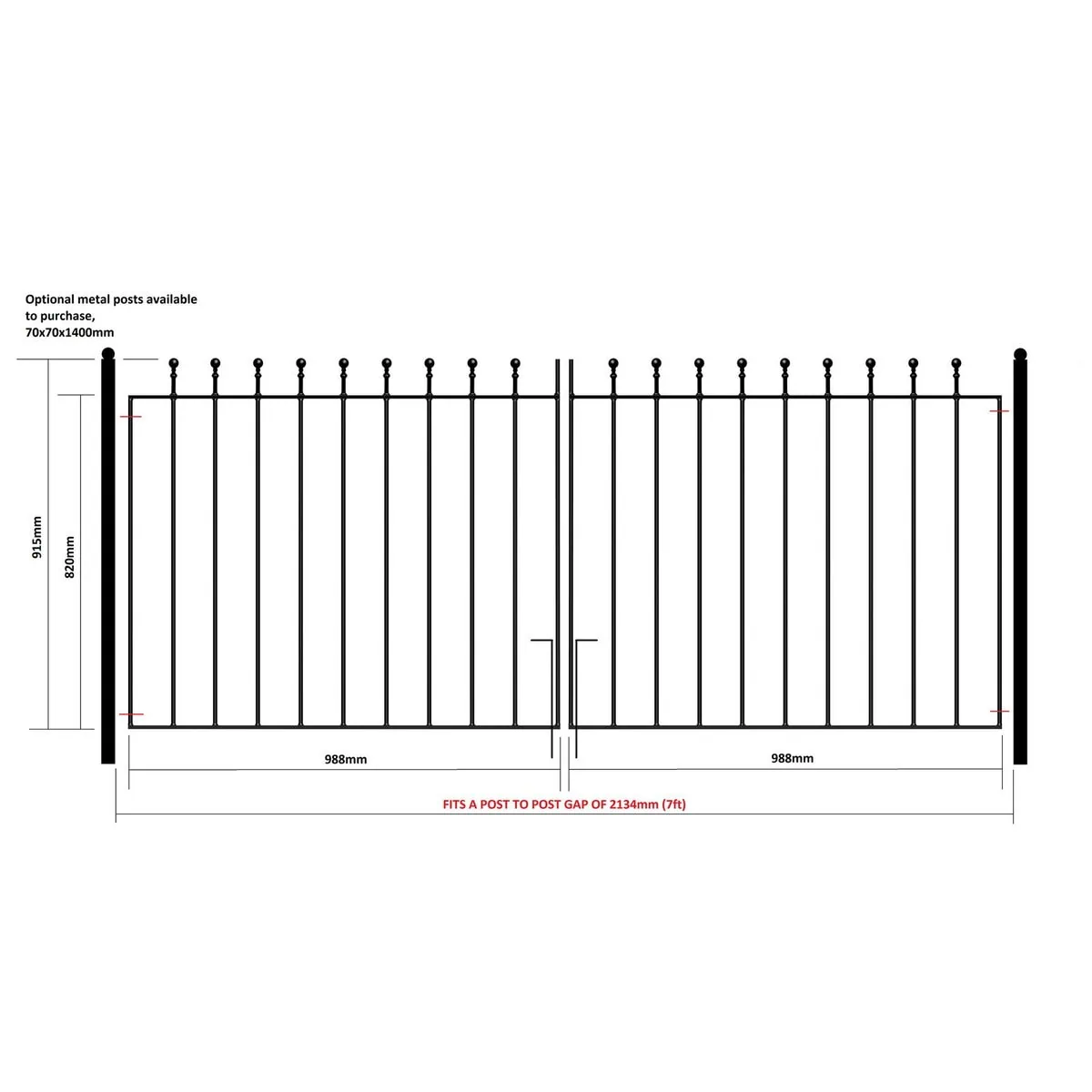 Manor Driveway Gate – Flat Top – 915mm (36″) High - Image 6