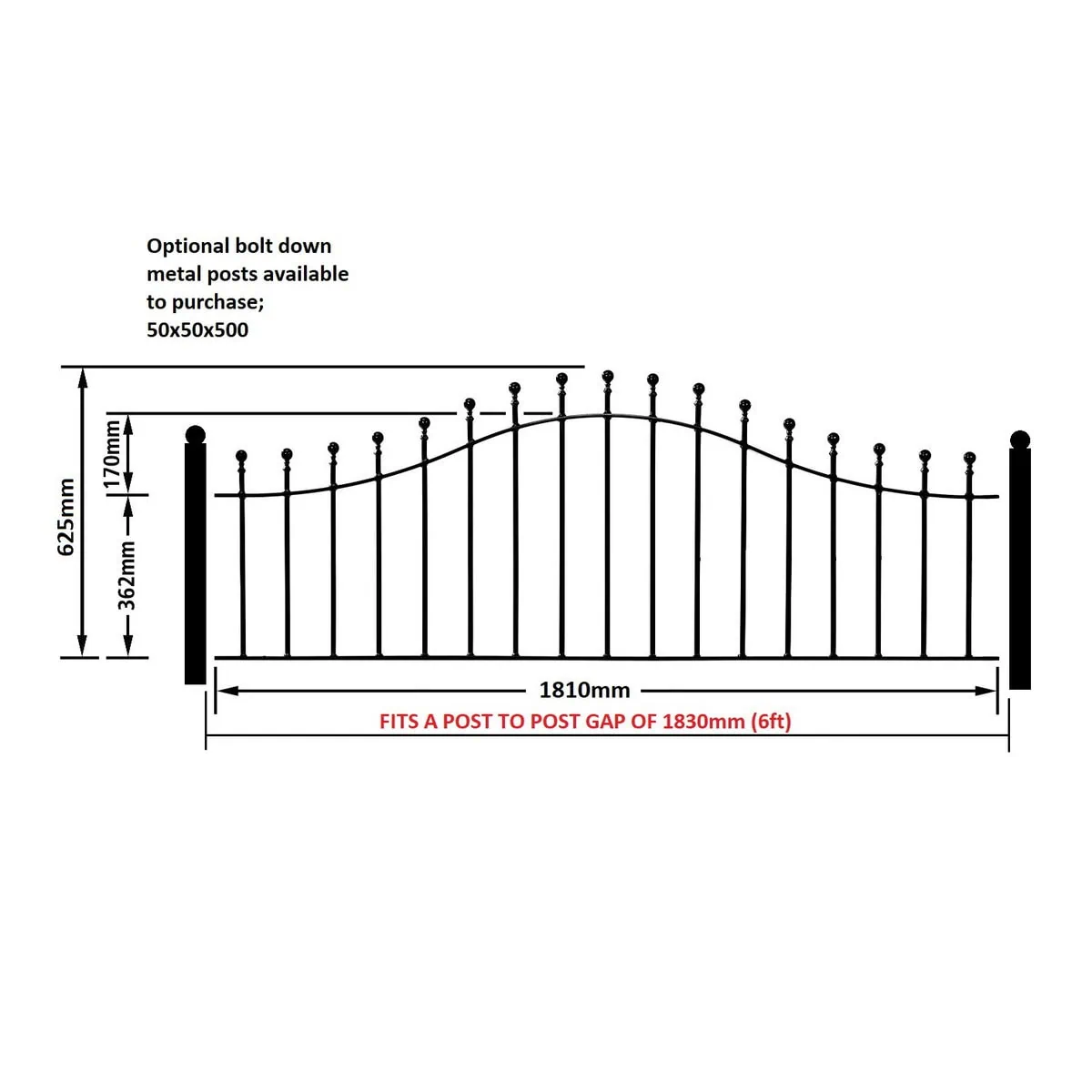 Manor Garden Railing Panel - Arched Top - Image 2