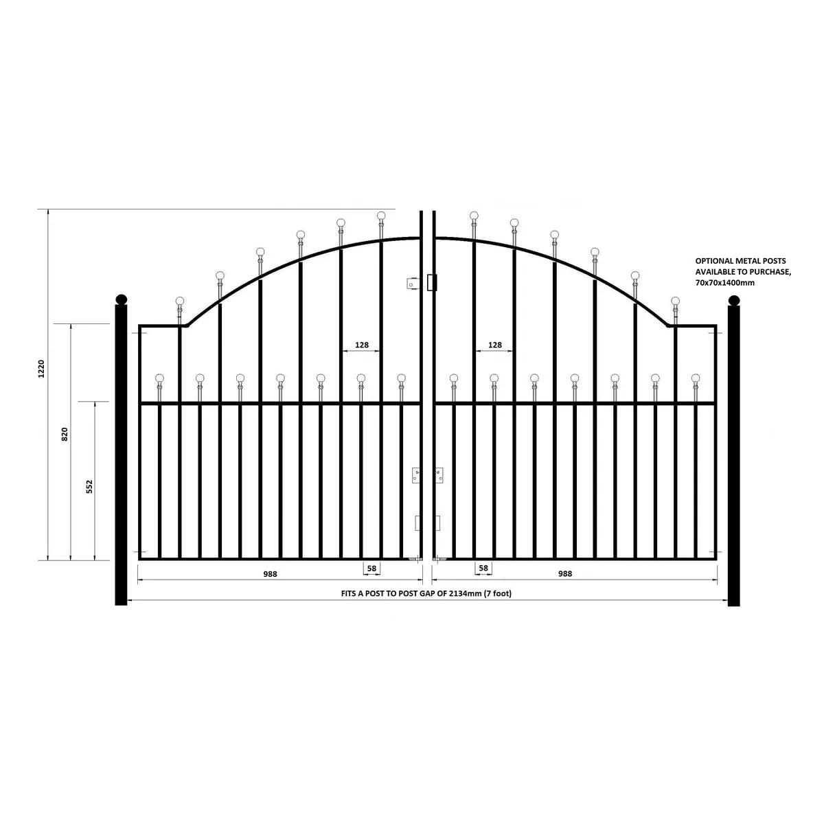 Manor Driveway Gate - Arched - 1220mm (48") High - Image 7