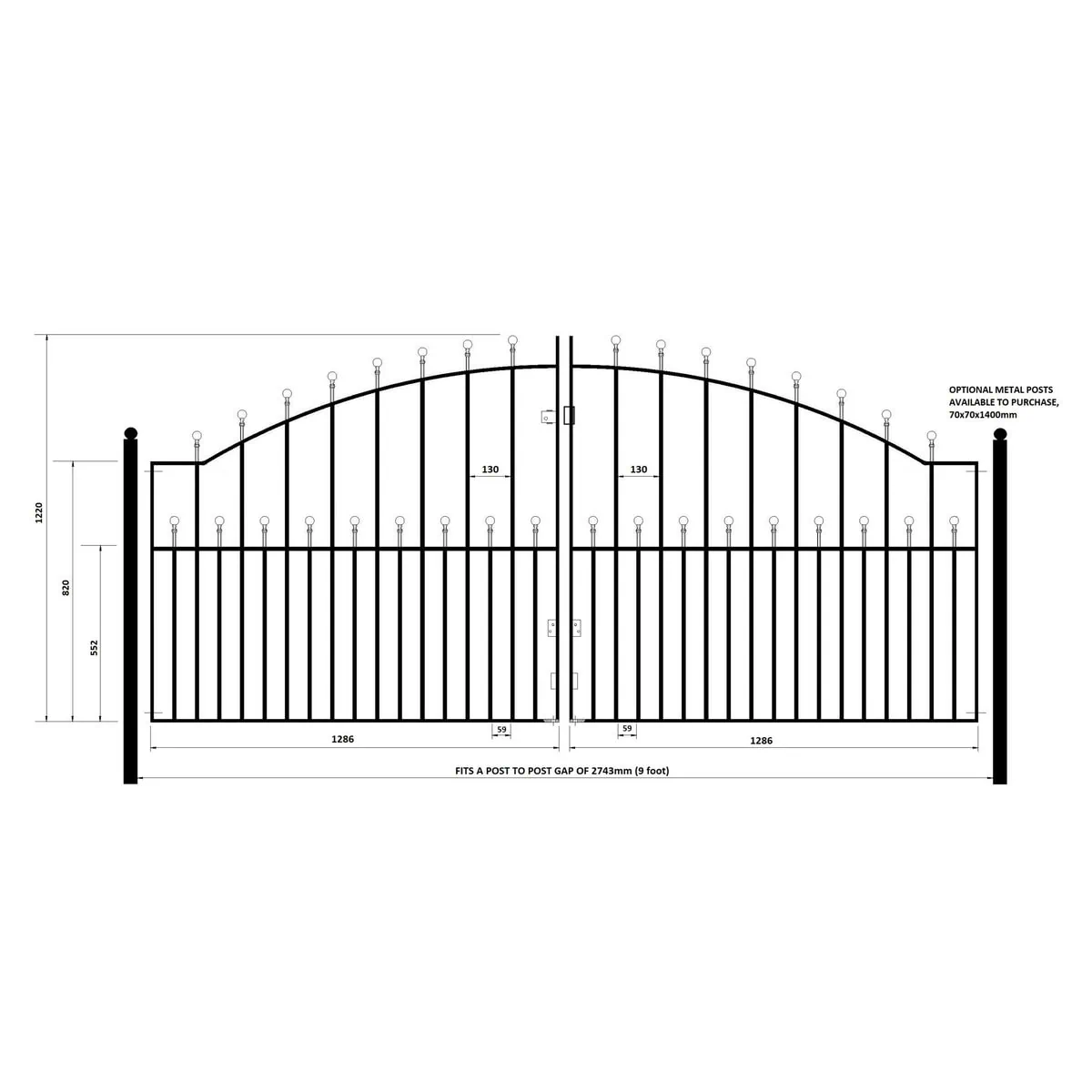 Manor Driveway Gate - Arched - 1220mm (48") High - Image 2