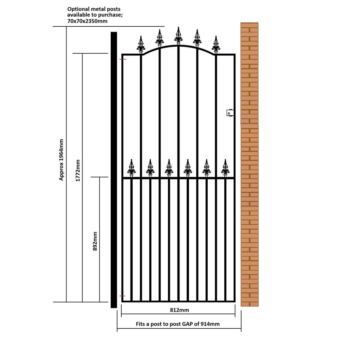 Saxon Garden Gate - Tall - Arched Top - Image 3