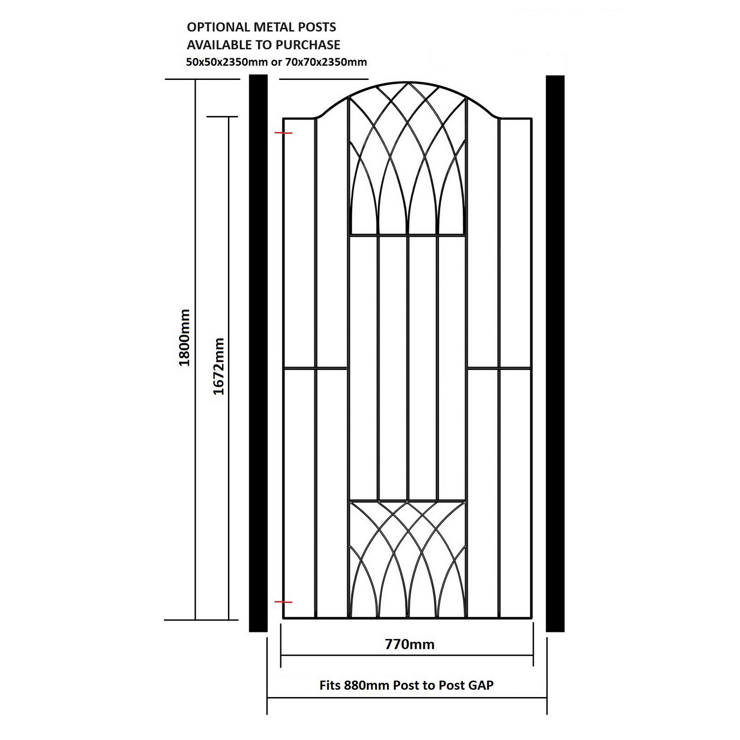Abbey Verona Garden Gate Tall - 1798mm (70.8") High - Image 3
