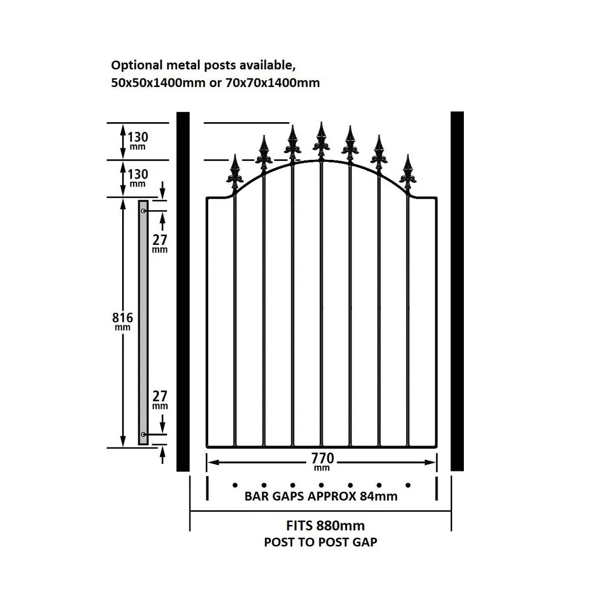Saxon Garden Gate - Arched Top - 1076mm (42.4″) High - Image 3