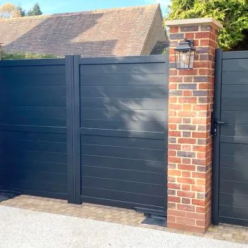 Double Swing Gate - Solid horizontal infill flat top